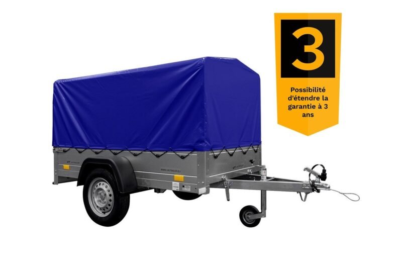 Remorque bagagère garden trailer 200 kipp 200 x 106 cm avec bâche haute bleue, arceau et roue jockey – Neuf – Prix Destockage – Image 15